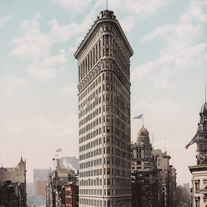 Flatiron Building de New York (Carte postale photochrome publie par la Detroit Photographic Company)