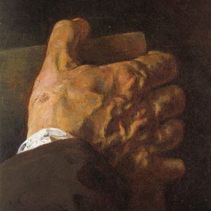 Adolph Menzel - Menzels rechte Hand mit Buch-Copie